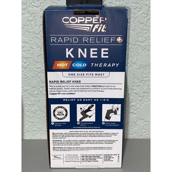 Copper Fit Infused Rapid Relief Adjustable Knee Wrap Hot Cold Therapy Gel Pack - Picture 3 of 4